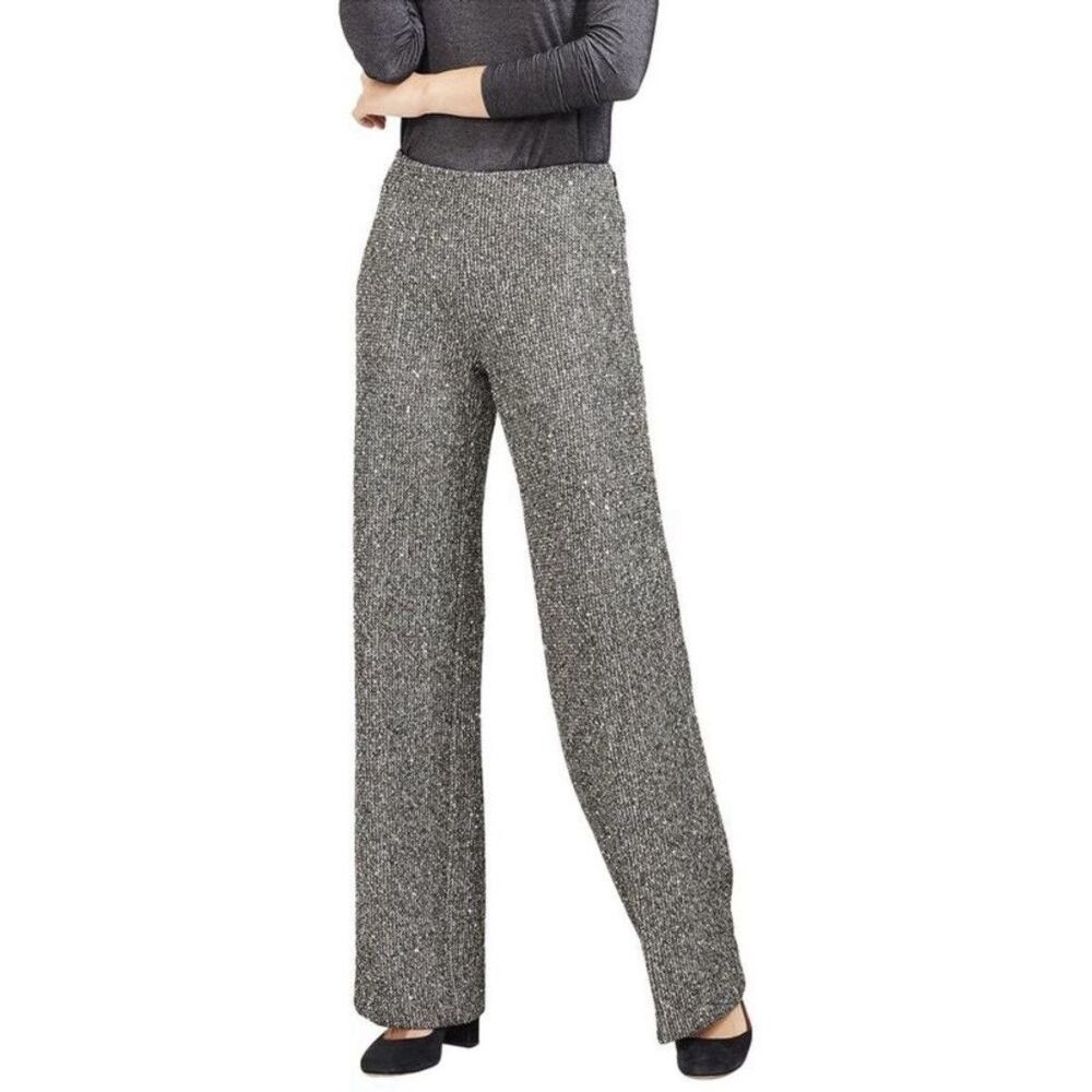 J McLaughlin Carter Wide Leg Sparkle Sequin Trouser Pants Women’s 4 Silver Bling